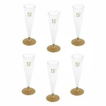 18-as Arany Szülinapi Parti Pezsgőspohár - 14 cl-es, 6 db-os