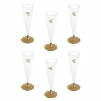 40-es Arany Szülinapi Parti Pezsgőspohár - 14 cl-es, 6 db-os