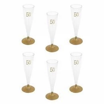 50-es Arany Szülinapi Parti Pezsgőspohár - 14 cl-es, 6 db-os