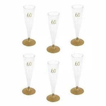 60-as Arany Szülinapi Parti Pezsgőspohár - 14 cl-es, 6 db-os