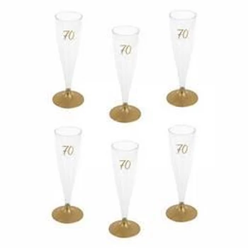 70-es Arany Szülinapi Parti Pezsgőspohár - 14 cl-es, 6 db-os