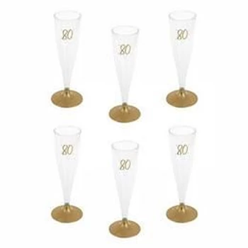 80-as Arany Szülinapi Parti Pezsgőspohár - 14 cl-es, 6 db-os