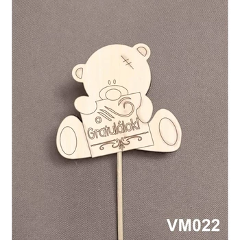 Virág dekoráció 43 cm - Gratulálok, macis