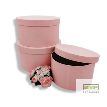 Díszdoboz kerek rózsaszín 25,2 x 14 cm