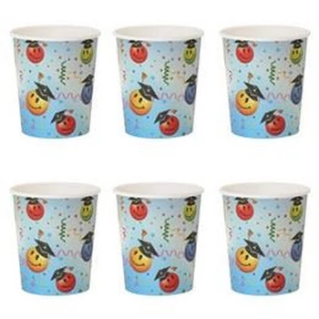 Mosolygó Arcok Parti Papír Pohár Ballagásra - 250 ml, 6 db-os