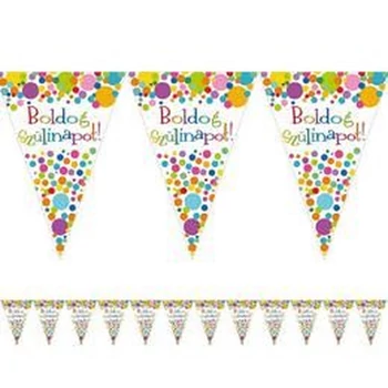 Boldog Szülinapot! Színes Konfettis Parti Zászlófüzér - 5 m