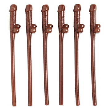 Szívószál Lánybúcsúra Csokibarna Színű 6 Db-Os