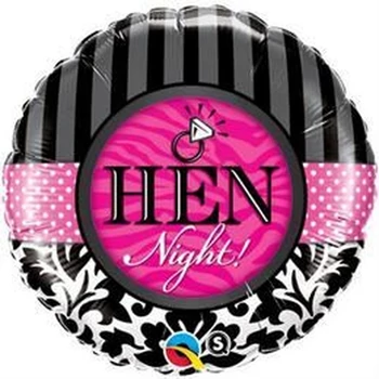18 inch-es Hen Night! Damask & Stripes Fólia Lufi Lánybúcsúra