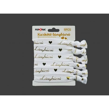 Karkötő lánybúcsú fehér/arany 6db