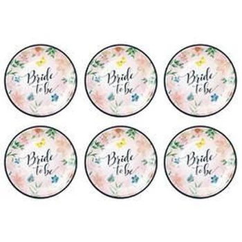 Bride to Be Flowers Lánybúcsú Parti Tányér - 18 cm, 6 db-os