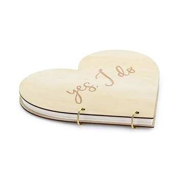 Fából készült vendégkönyv - Szív, 26,5x25 cm