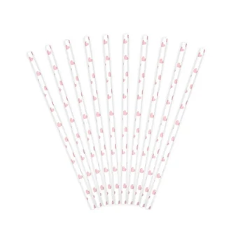 Papír szívószálak, világos rózsaszín arany, 19,5 cm