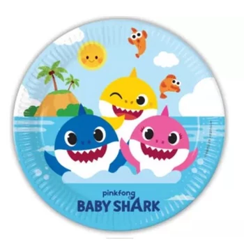 Baby Shark papírtányér 8 db-os 23 cm