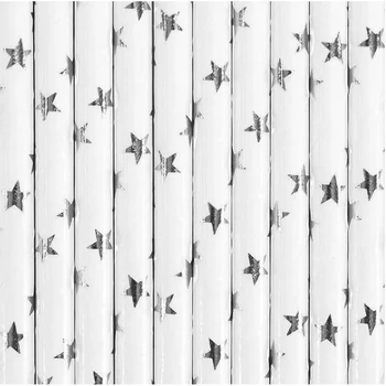 Papírszívószál- Ezüst csillagos