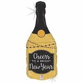 "Cheers New Year" pezsgő alakú fólia léggömb