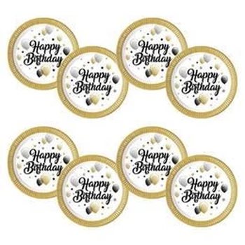 Elegáns Léggömbös Happy Birthday Szülinapi Parti Tányér - 23 cm, 8 db-os