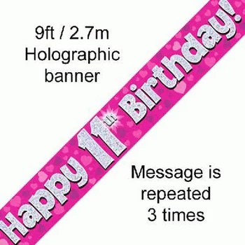 Banner - Pink - 11th Birthday Felirat