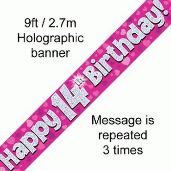 Banner - Pink - 14th Birthday Felirat