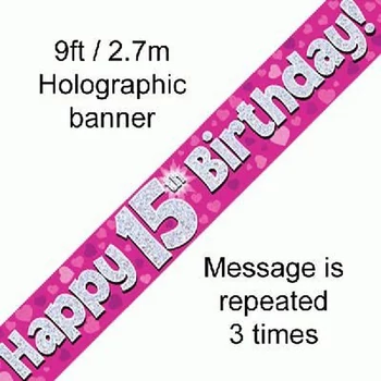 Banner - Pink - 15th Birthday Felirat