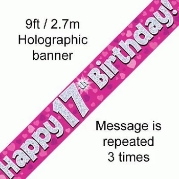 Banner - Pink - 17th Birthday Felirat