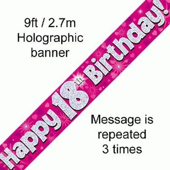 Banner - Pink - 18th Birthday Felirat