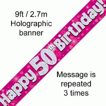 Banner - Pink - 50th Birthday Felirat