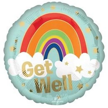 18 inch-es Jobbulást - Get Well Golden Rainbow Fólia Lufi