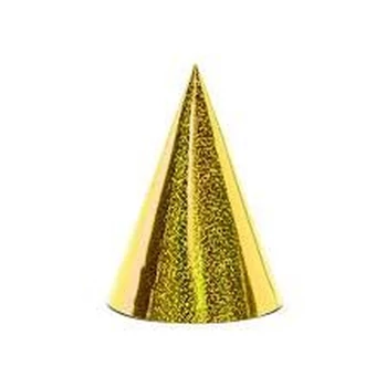 Parti csákó - Holografikus arany, 6 darab/csomag, 16 cm