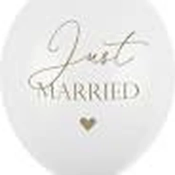 Latex léggömb - Just married, 6 db-os