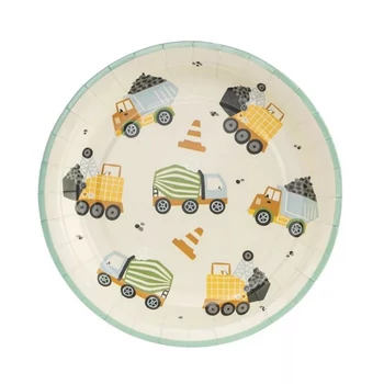 Tányér - Építkezés, járművek 6 darab/csomag 18x18cm