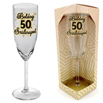Pezsgős Pohár - Boldog 50. Szülinapot - 50. Szülinapi Ajándék