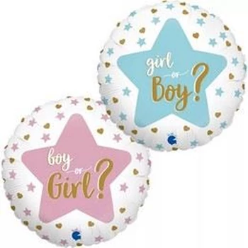 Fólia Lufi - 18"-es Babaváró Boy or Girl? Kétoldalas Lufi Gender Partira Léggömb