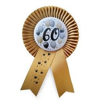 Kitűző - Arany Szalagos 60-as Elegáns Léggömbös Szülinapi Számos Parti Kitűző