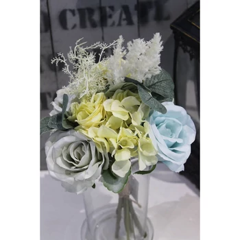 Kék-krémszínű mű csokor, 38 cm