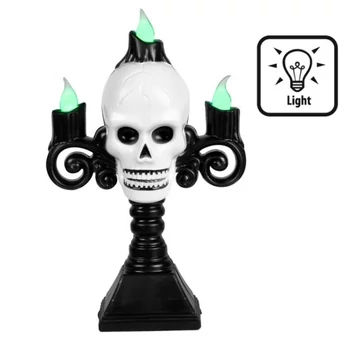 LED-es koponya asztaldísz, gyertyákkal