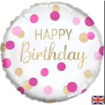 Happy Birthday rózsaszín arany konfetti 45,7 cm