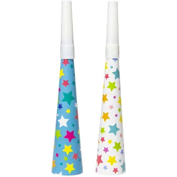 Színes Csillagos Party Trombita - 19 cm