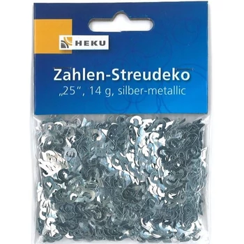 25-ös Számos Ezüst Színű Szülinapi Parti Konfetti - 14 gramm