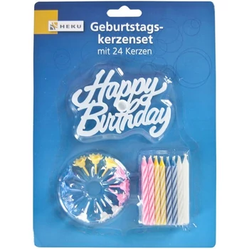 Gyertya Születésnapi set 24db 12 tartóval dekorációval