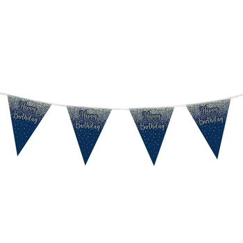 Zászlófüzér - Happy Birthday, sötétkék-arany