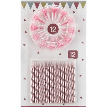 Tortagyertya - 12 darab rose gold szálgyertya tartóval