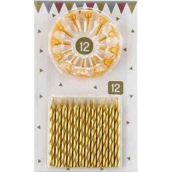 Tortagyertya - 12 darab arany szálgyertya tartóval