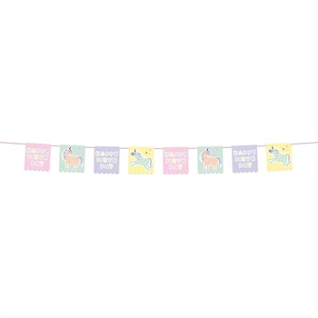 Zászlófüzér - Happy Birthday unikornisos