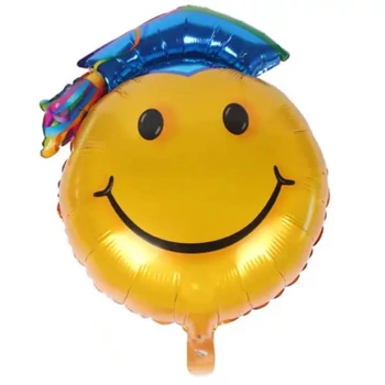 Fólia lufi - Ballagó smiley, kék sapkás, 60 cm