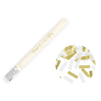 Arany-fehér kézi konfetti szóró, 35 cm