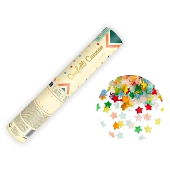 Konfettiágyú - színes csillagok, 20 cm