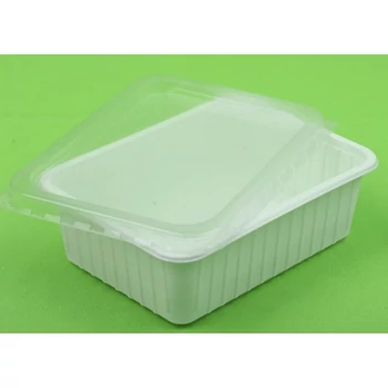 Szögeletes műanyag ételhordó tetővel 630 ml, 5 darab/csomag