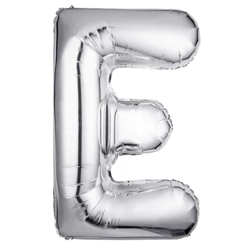 Fólia lufi - Nagy Ezüst "E" betű, 40"-es, 102 cm