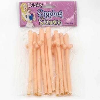 Pénisz alakú partyszívószál 10db-os