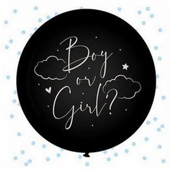 24 inch-es Boy or Girl Feliratú Lufi Kék Konfettivel Töltve Babaváró Bulira